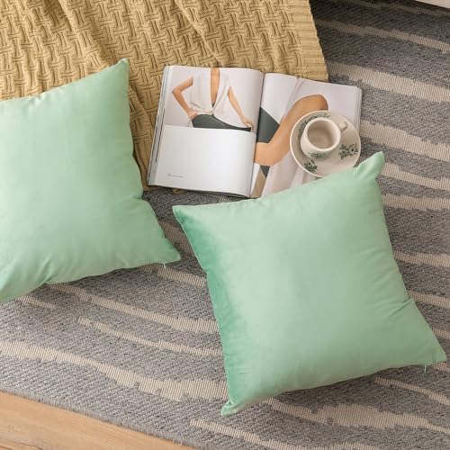 NiNi ALL SageGreen Velvet Throw Pillow Covers 28x28 Pack of 2 Decorative - Image 6