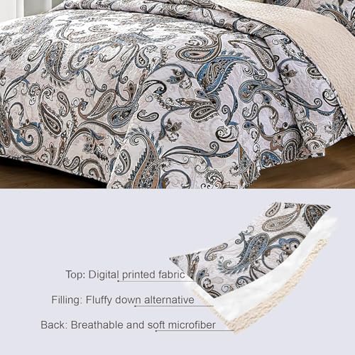 Whale Flotilla California King Size Quilt Set, Soft Boho Paisley Bedspreads - Image 5