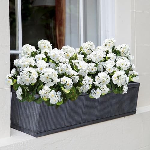Artificial Geranium Fake Flowers for Outdoors Decoration, 6 Bundles Silk Geraniums White Flower UV Resistant Look Real Faux Plants for Front Door Garden Porch Planter Patio Balcony Yard Indoor Home - Image 3