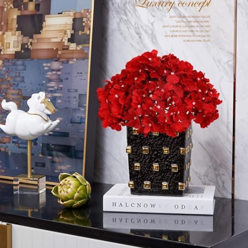 Fake Red Hydrangea Artificial Flowers - Faux Silk Hydrangeas Flowers Heads with Stems Real Touch for Home Wedding Party Table Decor(Red,Pack of 10) - Image 5