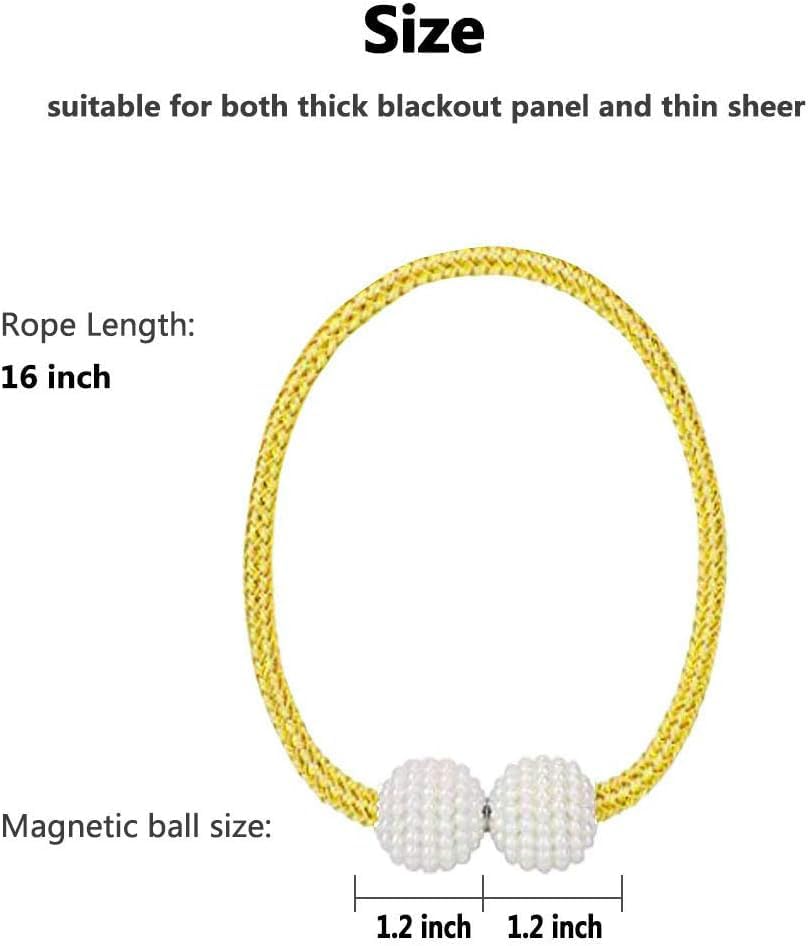 MELALUXE 2 Pack Magnetic Curtain Tiebacks, Decorative Curtain Holdbacks for Window Décor (Gold) - Image 3