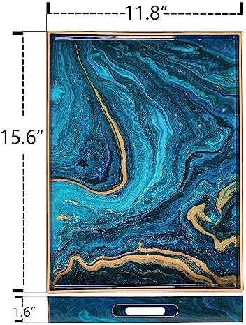 MAONAME Blue Serving Trays, Plastic Rectangular Serving Tray with Handles - Image 3