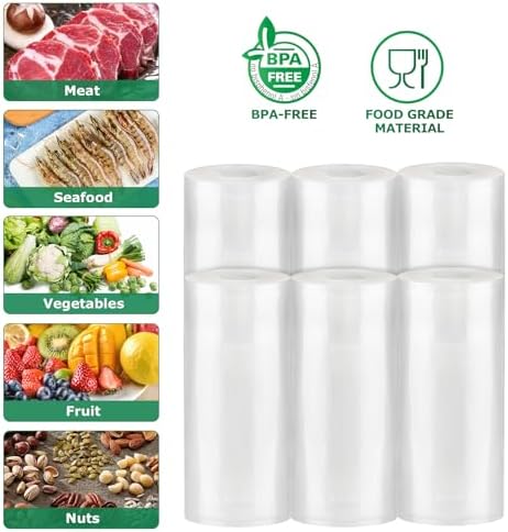 FRESKO Vacuum Sealer Bags Food Rolls 6 Packs - 8" x 20' & 11" x 20' - Image 7