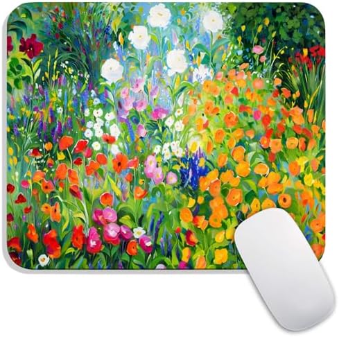 Square Mouse Pad Flowers Floral,Personalized Premium-Textured Custom Mouse Mat Design,Washable Mousepad Lycra Cloth,Non-Slip Rubber Base Computer Mouse Pads for Wireless Mouse by Armanza