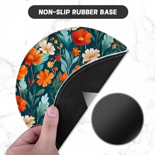 ITNRSIIET Round Mouse Pad with Stitched Edge Premium-Textured Waterproof Non-Slip Rubber Base Desktop Protection Mat Diameter 8.7 inches, Beautiful Flowers - Image 3