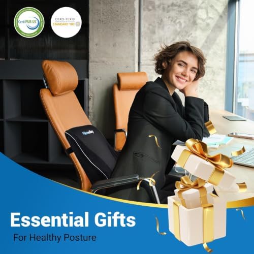 Lumbar Support Pillow for Office Chair Car, Gaming Chair Lower Back Pain Relief Memory Foam Cushion with Greeting Card,3D Mesh Cover Ergonomic Back Rest, Birthday Gift for Dad,Stocking Stuffers - Image 6