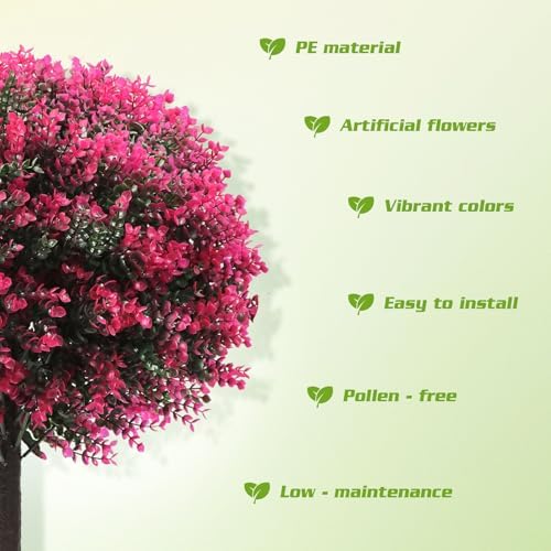 2pcs 25" Artificial Rose Boxwood Topiary Ball Bush for Outdoor - Image 4