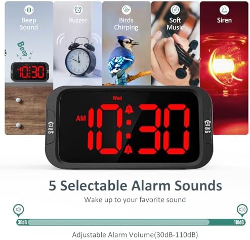 Odokee Digital Dual Alarm Clock for Bedroom with 0-100% Dimmable Display - Image 4