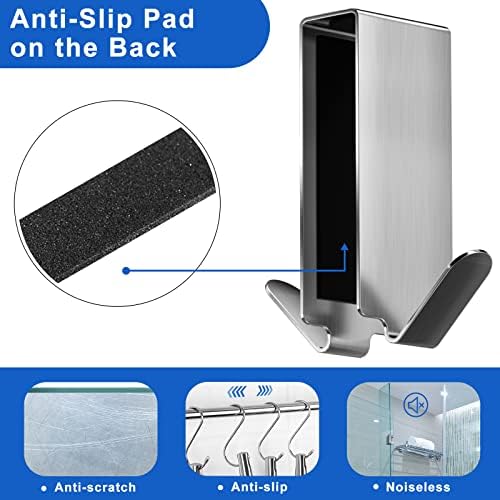 Shower Door Hooks, Shower Hooks for Towels, Heavy Duty Drilling-Free Double Sided Towel Hooks for Bathroom Frameless Glass Door, Over the Door Towel Hooks, 3 Packs - Image 6