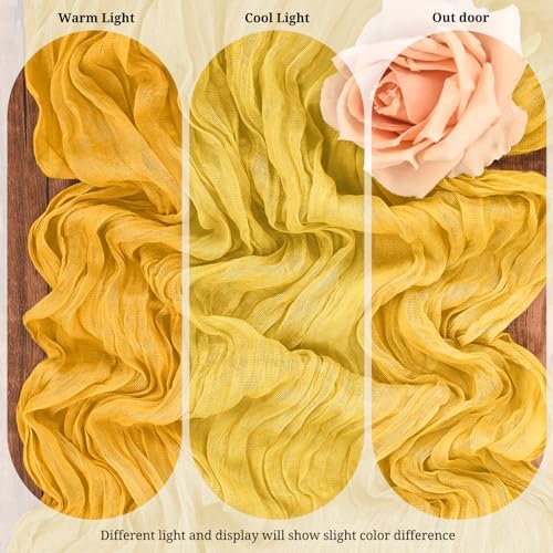 10 Pack Gold Cheesecloth Table Runner 17x108 Inch Boho Gauze Cheese Cloth Table Runners for Wedding Party Baby Shower Birthday Home Decor - Image 4