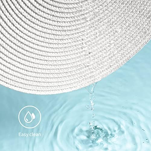 FunWheat Round Braided Placemats Set of 4 Table Mats for Dining Tables Woven Washable Non-Slip Place mats 15inch (White, 4pcs) - Image 3