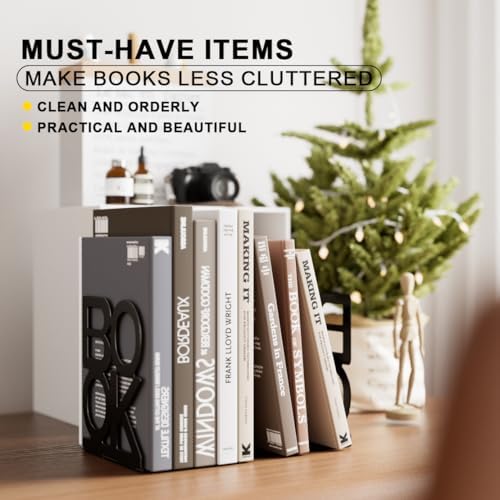 Book Ends,Bulk 1 Pair Bookends Folding Book Ends Metal Bookend (1 Pair) - Image 7