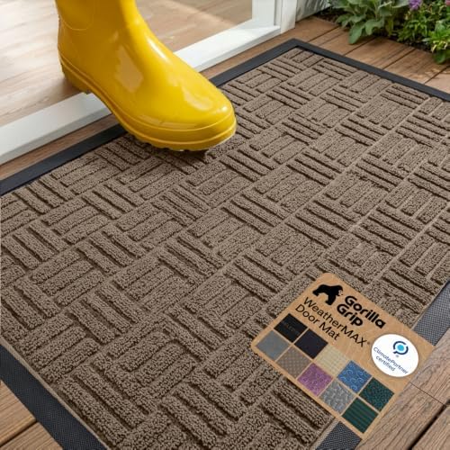 GORILLA GRIP WeatherMAX Door Mat, Indoor Outdoor Use, 29x17, Beige Maze by GorillaGrip