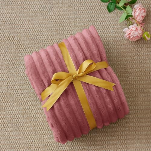 BEDELITE Ribbed Twin Blanket for Couch & Bed, Brick Dust, 60"x80" - Image 6