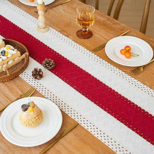 FEXIA Boho Table Runner for Home Decor 12x72 Red Fall Coffee Table Decor - Image 4