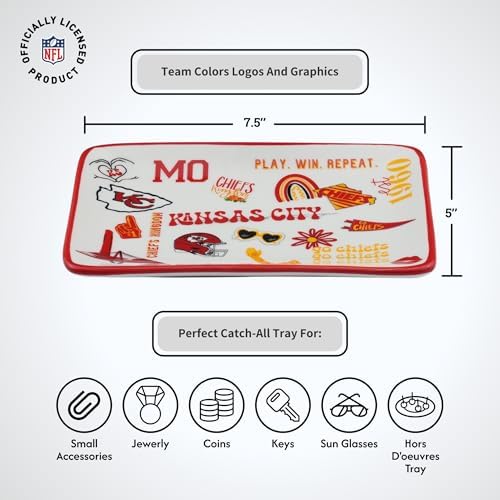The Memory Company Officially Licensed NFL Team Spirit Ceramic Trinket Tray, Decorative Storage Catch-All, Home & Office Organizer, Gift for Football Fans - Image 4