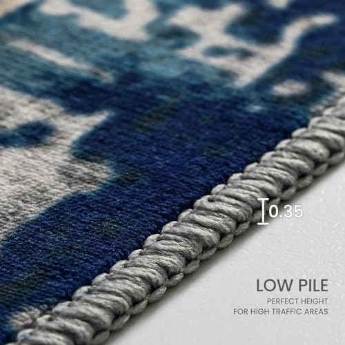 Ompaa Living Room Rug 5x8 Ultramarine Area Rug Machine Washable Boho Rug Non Slip Abstract Vintage Indoor Large Rugs for Bedroom, Classroom, College Dorm, Farmhouse, Dining Room, Kids Playroom - Image 5