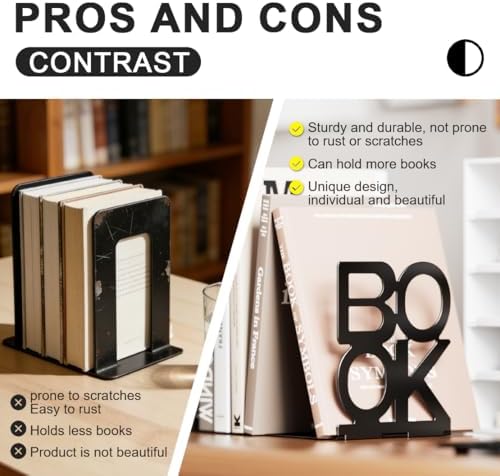 Book Ends,Bulk 3 Pair Bookends Folding Book Ends Metal Bookend (3 Pair) - Image 5