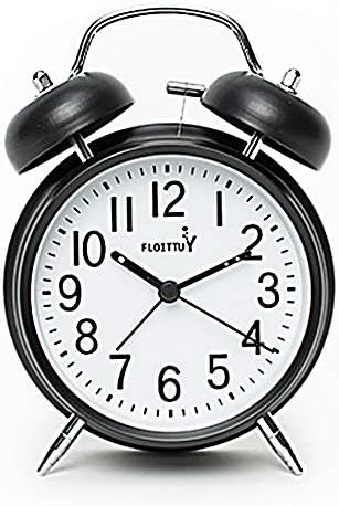 FLOITTUY {Loud Alarm for Deep Sleepers) 4'' Twin Bell Alarm Clock with Backlight for Bedroom and Home Decoration(Black) by FLOITTUY