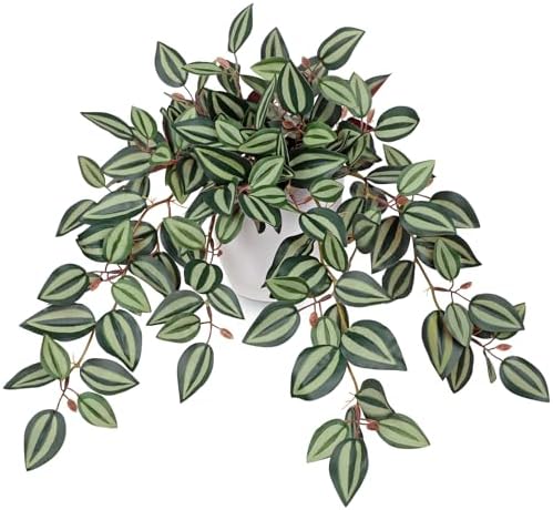Briful Artificial Potted Plants Indoor - 18.5'' Small Faux Trailing House Plant with Cascading Vines Lifelike Fake Plants in White Plastic Pot for Shelf Desk Bathroom Home & Office Decor by Briful