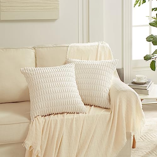 Fancy Homi 4 Packs Decorative Throw Pillow Covers for Living Room Couch Bed, Modern Farmhouse Boho Home Décor Accent Cushion Case, 20" x 20", Neutral - Image 6