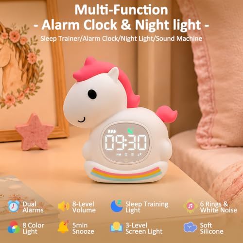 Unicorn Kids Alarm Clock with Night Light, OK to Wake Clock for Toddler - Image 2
