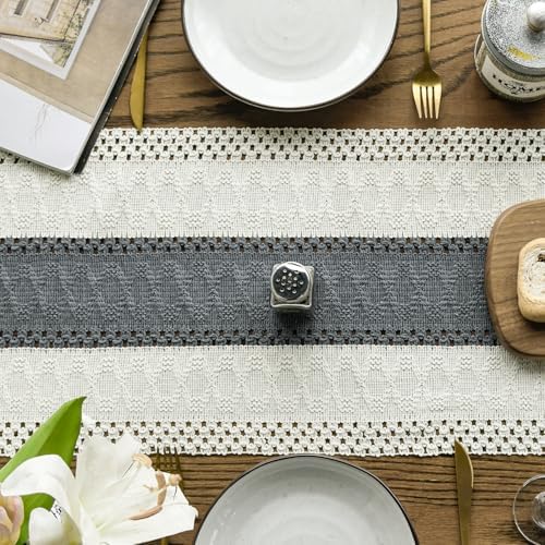 Artoid Mode Dark Grey Farmhouse Rustic Table Runner 12x60 Inch - Image 3
