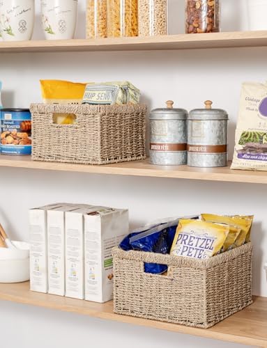 StorageWorks Wicker Storage Baskets for Shelves, Seagrass Baskets, 2-Pack - Image 5
