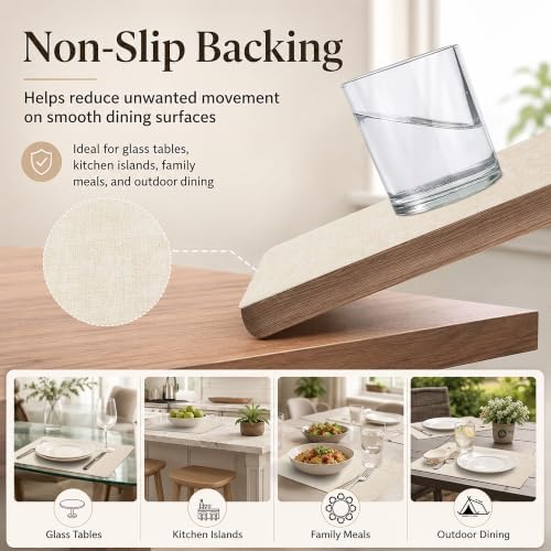 Maxpearl Faux Leather Placemats Set of 6, Easy to Clean, Beige - Image 3