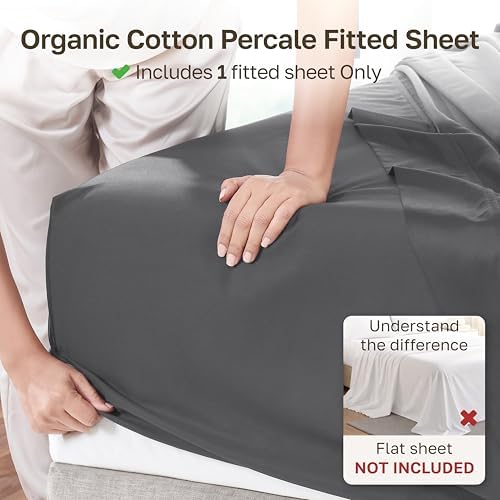 California Design Den Organic Cotton California King Fitted Sheets, Grey - Image 2