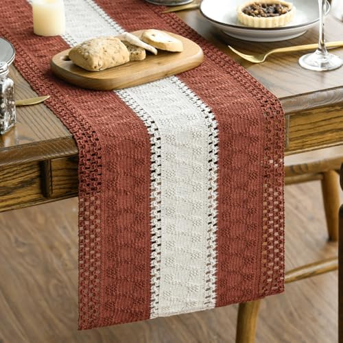 Artoid Mode Caramel Farmhouse Woven Table Runner 12x60 Inch by ArtoidMode