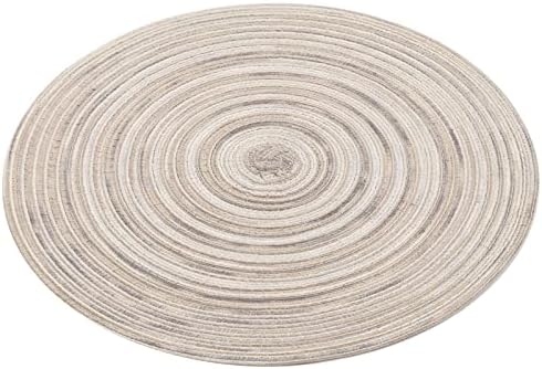SHACOS Round Braided Placemats 15 inch Set of 4 Variegated Washable Kitchen Table Placemats for Home Wedding Party (Rainbow Gray, 4) - Image 3