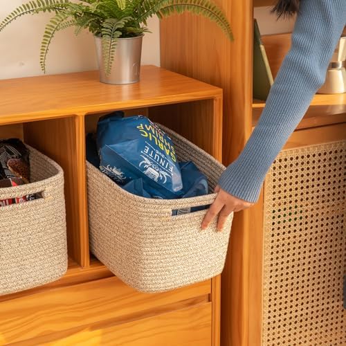 OIAHOMY 4 Pack Storage Baskets for Organizing 15L Cube Storage Bins Brown - Image 4