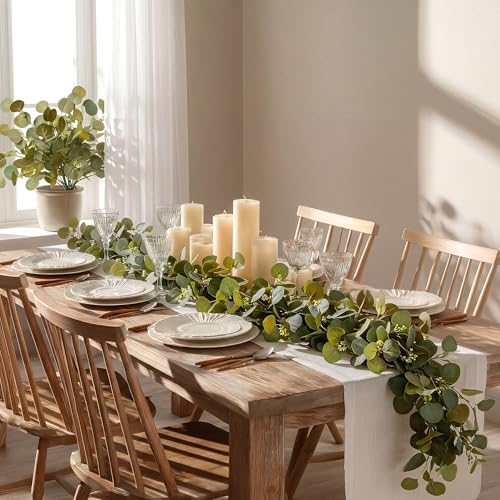 Artificial Eucalyptus Stems Fake Flowers Eucalyptus Garland 18.5"Artificial Plants Indoor Artificial Greenleaf Laurel Leaves For Home Decor Fake Leaves Outdoor Wedding Decor (Gray green)4pcs - Image 4