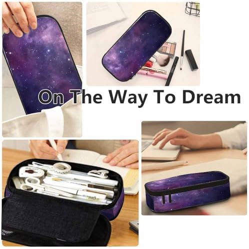 Yekiua Eggplant Sky Pencil Case Organizer Space Star Constellations Gloomy Atmosphere Heavenly Bodies College Office Big Capacity Pencil Bag - Image 4
