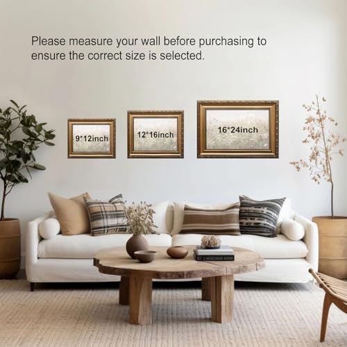 ASTRDECOR Vintage Gold Framed Mountain Wall Art Prints, Landscape Paintings Canvas Wall Art for Bedroom, Vintage Field Nature Wall Art, Rivers Green Pictures Farmhouse Wall Decor Living Room - 12''x16'' - Image 6