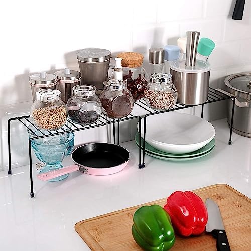 SIBAO Kitchen Shelves, Cabinet Organization Mini Storage Shelf, Storage Rack Organizer for Kitchen, Fridge, Cabinet, Bathroom (Black 6) - Image 2