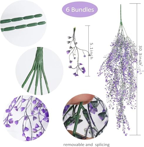 RECUTMS Artificial Hanging Plants,6 Pcs Fake Hanging Plants for Outdoors - Image 3