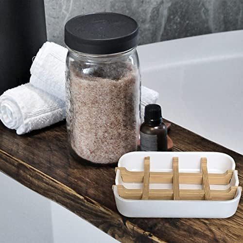 Aoheuo Modern Bamboo Fiber soap Holder and soap Dish Combination (Removable),5.12 Long by 3 Wide, 0.98 inches high, Used in Kitchens, bathrooms, and bar Sinks (Black(3 Pack)) - Image 3