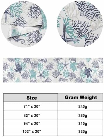 Teal Blue Coastal Bed Runner for King Size Bed, Bedspread Protector Slipcover Bed Scarf for Foot Bed Runners & Scarves for Bedroom Hotel Wedding Room 102x20 Sea Turtle Nautical Coral Summer Beach - Image 6