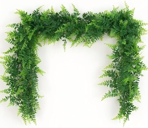 GBESTWOOW Fern Garland, Artificial Vine Fake Greenery Wedding Arch Swag Backdrop Doorways Table Runner Ivy Indoor Outdoor - Image 2