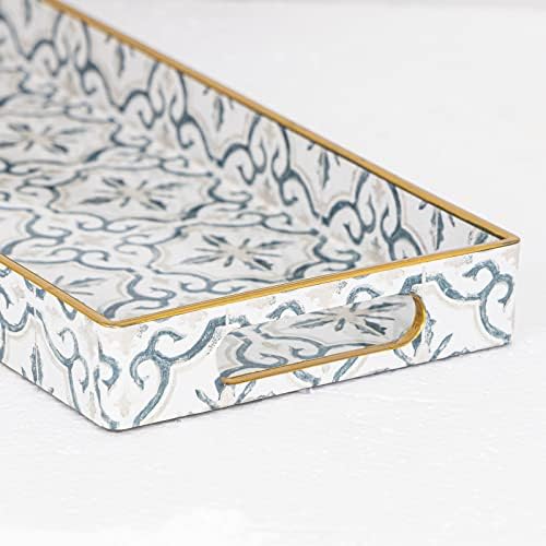 MAONAME White Decorative Tray with Handles, Plastic Moroccan Tray - Image 3