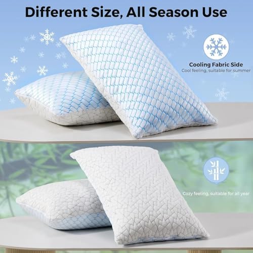 puredown® King Size Pillows Set of 2, Shredded Memory Foam Pillows, Cooling Pillow King 2 Pack, Foam Pillow for Sleeping, Adjustable Firm Bed Pillow for Side, Back and Stomach Sleepers - Image 2