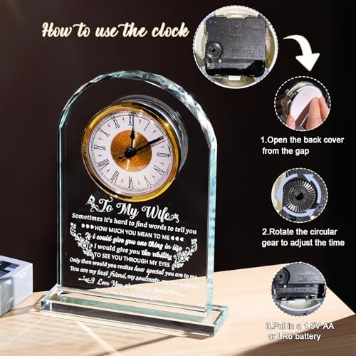 Arikyrist Glass Clock Gifts for Wife from Husband on Birthday Valentine - Image 5