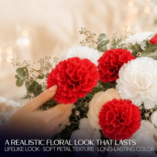 Royal Imports Carnation Artificial Flowers for Weddings – Red 100pk - Image 6