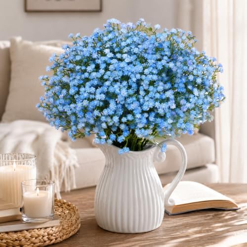 Waipfaru 30 Pcs Blue Babys Breath Artificial Flowers Bulk, Real Touch - Image 3