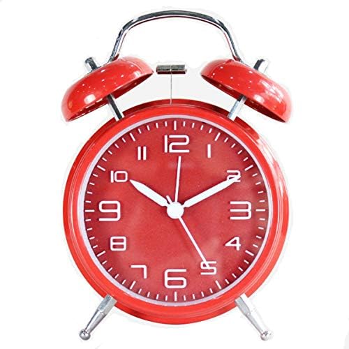 TXY Classical Twin Bell Alarm Clock for Bedroom with Stereoscopic Dial, Frosted Shell, Backlight, Extra Loud Machinical Ringtone, Battery Operated Loud Alarm Clock for Home Office (Red) by TXY