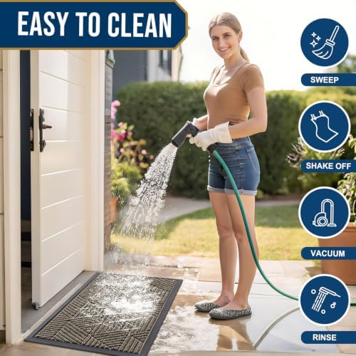 Smiry Front Door Mat Outside Entrance, Low Profile Rubber Doormat, 47x17 - Image 6