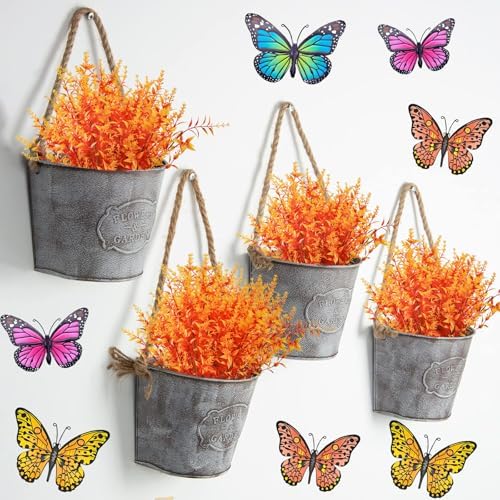 20 Bundles Artificial Fall Flowers for Outdoors,UV Resistant Fake Lavender Flowers Outdoor Faux Plastic Plants Flower for Indoor Outdoor Home Decoration(Gold Yellow) - Image 3