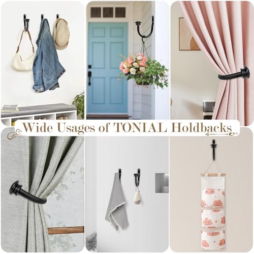 TONIAL Curtain Holdbacks, Small Cap Finials, Black(1 Pair/2 Pack), Small - Image 5